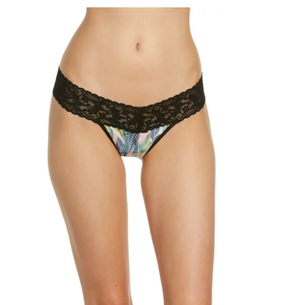 Hanky Panky Mid Rise Lace Trim Thong